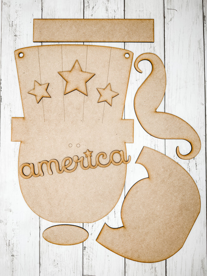 15 in BIG Uncle Sam Patriotic Door Hanger Sign DIY Kit