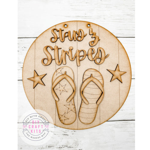 9 in round Flip Flop Stars and Stripes Sign DIY Kit