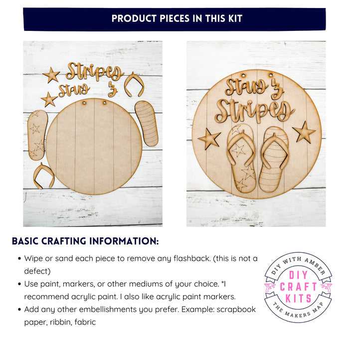 9 in round Flip Flop Stars and Stripes Sign DIY Kit