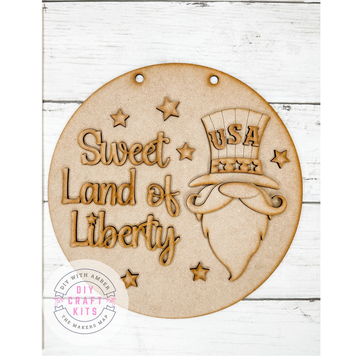 9 in round Sweet Land of Liberty Gnome DIY Kit