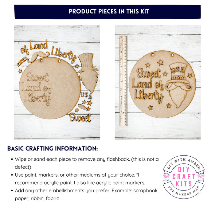 9 in round Sweet Land of Liberty Gnome DIY Kit