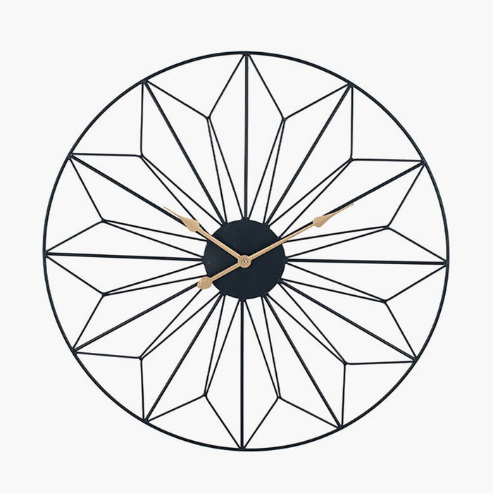 Aretta Black Geometric Wall Clock Accessories