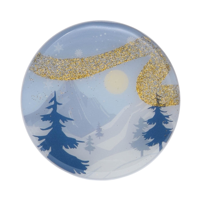 Epoxy Aspen Trail lid with printed snowy mountain image