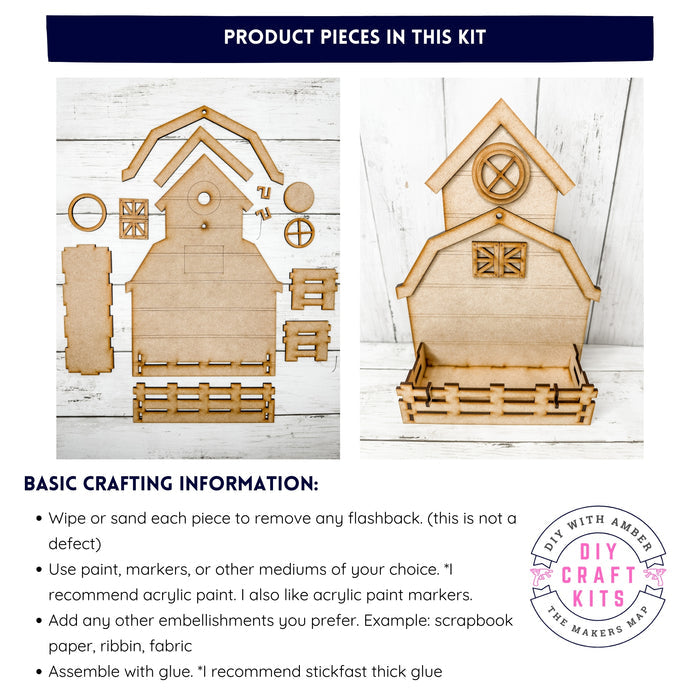 Barn Box Base for Interchangeable inserts DIY Craft Kit
