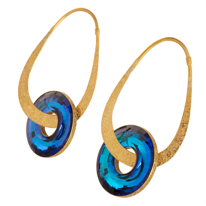 Bermuda Blue Swarovski Hoop Dangles