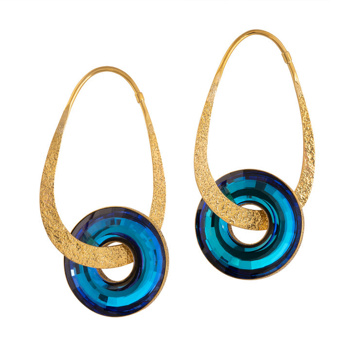 Bermuda Blue Swarovski Hoop Dangles