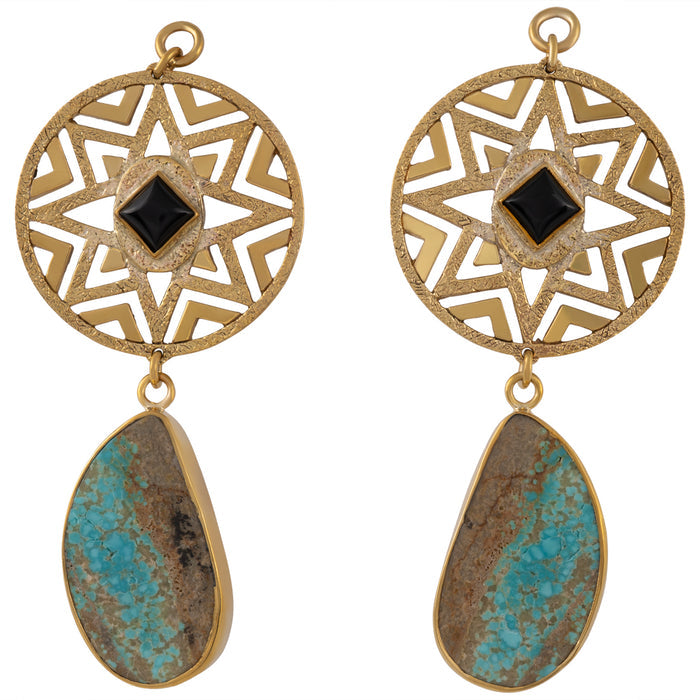 Black Obsidian & Turquoise Morning Star Emblem