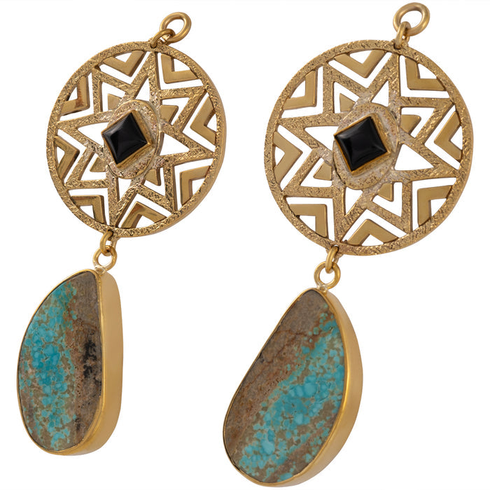 Black Obsidian & Turquoise Morning Star Emblem