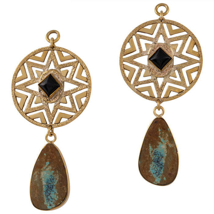 Black Obsidian & Turquoise Morning Star Emblem