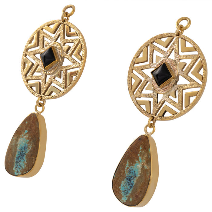 Black Obsidian & Turquoise Morning Star Emblem