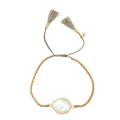 Braided Bracelet with Gold Accents and Pearl