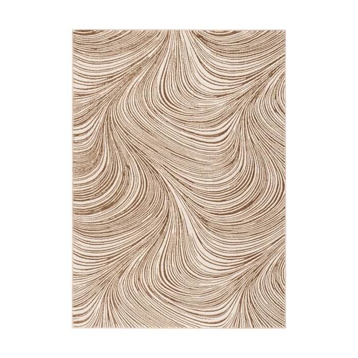 Braun Beige & Brown Swirl Pattern Abstract Rug