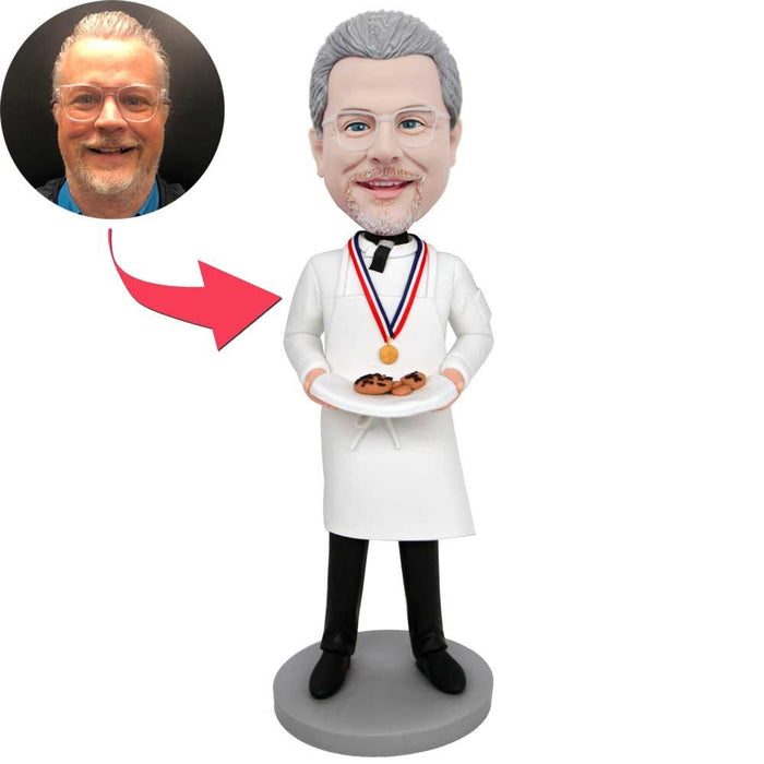 Chef Champion with Dessert Custom Figure Bobbleheads