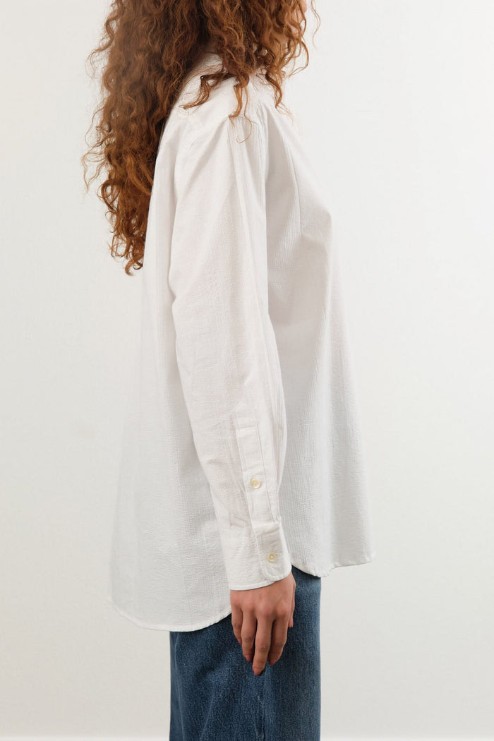 Nymane Apparel Womens Blouses Chris Shirt in White Stitch