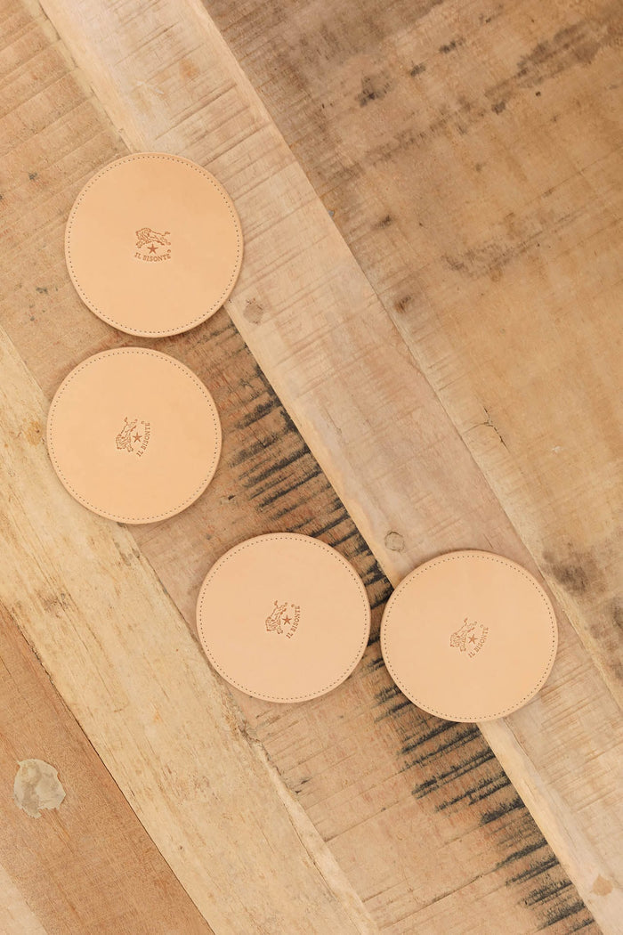 Il Bisonte Home Kitchen Coasters Cowhide Coasters Naturale / Set of 4