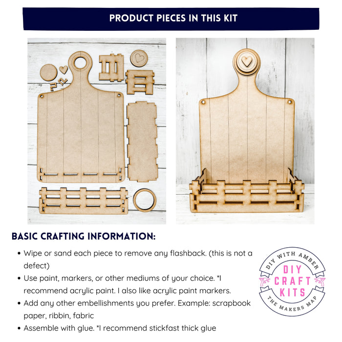 Cutting Board Box Base for Interchangeable inserts DIY Craft Kit