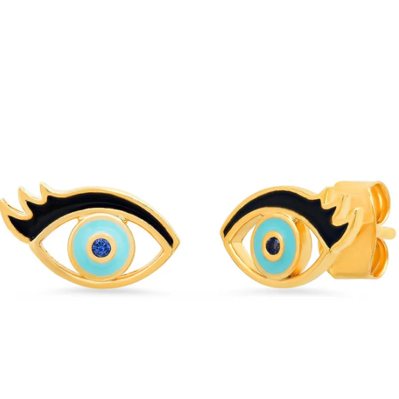 Enamel Eye With Lashes Studs
