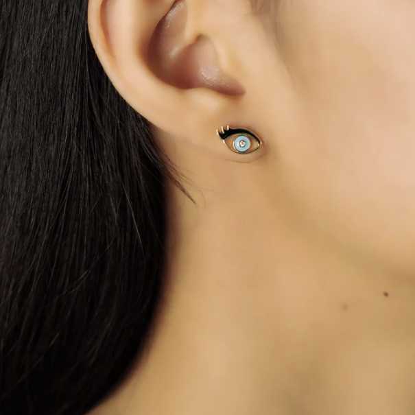 Enamel Eye With Lashes Studs