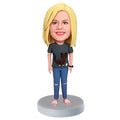 Female In Cute T-shirt And Hole Pants Custom Figure Bobbleheads