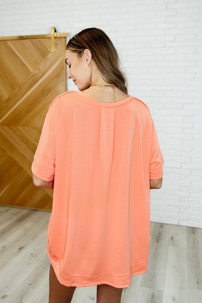 In the Rotation Exposed Seam Tee in Apricot Splash