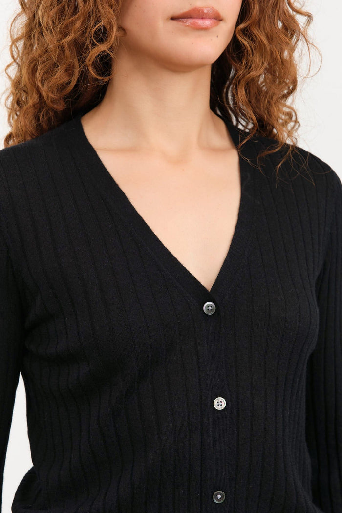 Demylee Apparel Womens Sweaters Kelly Superfine Cashmere Cardigan in Black