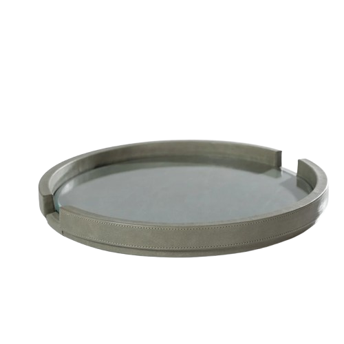 Leather Tray with Glass