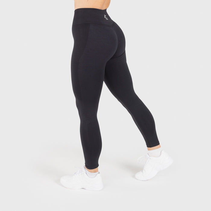 Mesh Stripe Scrunch Leggings, Black - Grimfrost