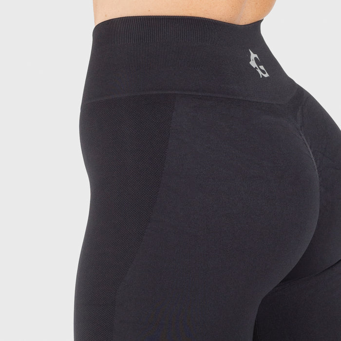 Mesh Stripe Scrunch Leggings, Black - Grimfrost