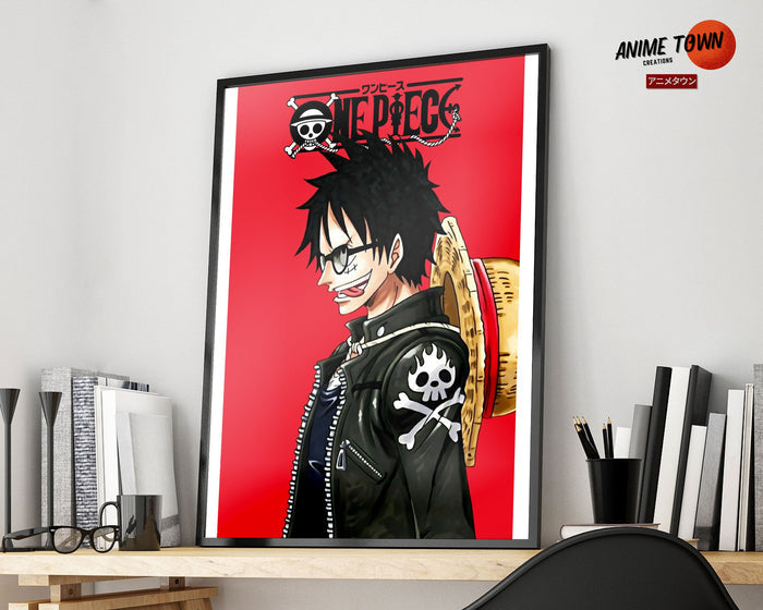 Anime Town Creations Poster One Piece Minimalist Red 5" x 7" Home Goods - Anime One Piece Poster