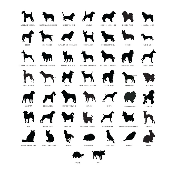 Moon and Lola Pet Breed Silhouettes