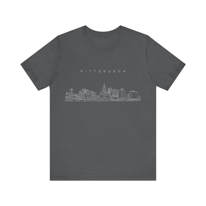 Pittsburgh One Line Drawing of Skyline T-Shirt - Unisex bella+canvas 3001 T-Shirt - YinzerShop