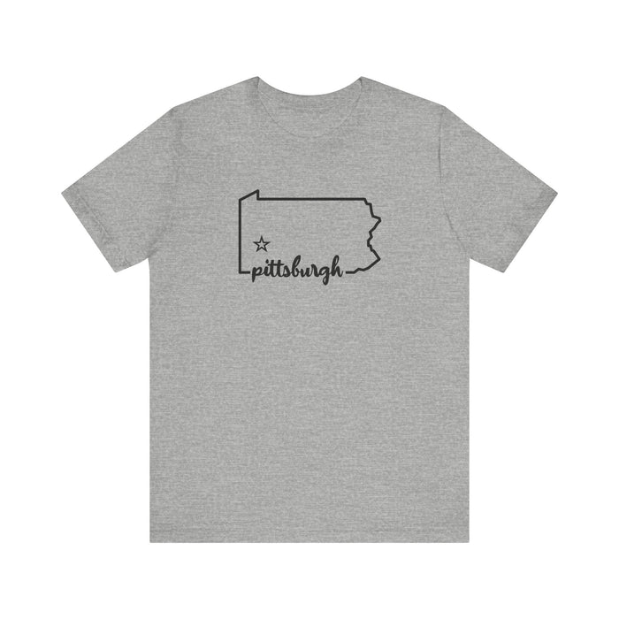 Pittsburgh the Star of Pennsylvania Short Sleeve T-Shirt - Unisex bella+canvas 3001 T-Shirt - YinzerShop