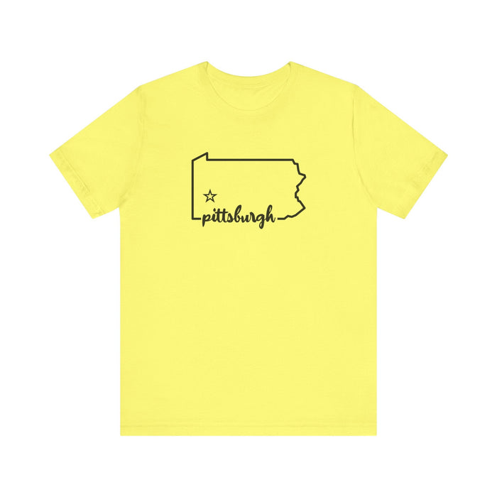 Pittsburgh the Star of Pennsylvania Short Sleeve T-Shirt - Unisex bella+canvas 3001 T-Shirt - YinzerShop