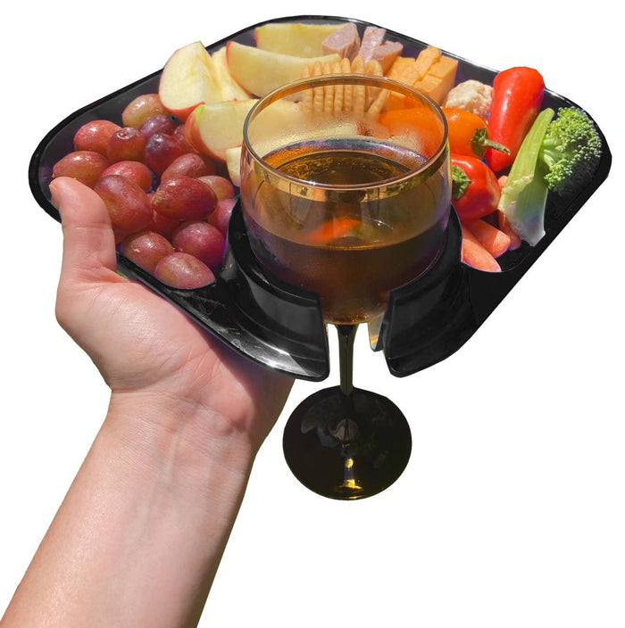 Reusable Party Plates w/ Cup Holder - Set of 4 - Charcoal - Premium Kitchen Accessories from Fancy Panz - Just $19.95! Shop now at Pat's Monograms