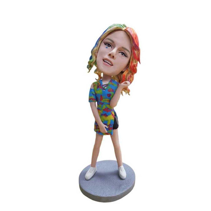 Sexy Girl In Fashionable Dress Custom Figure Bobblehead