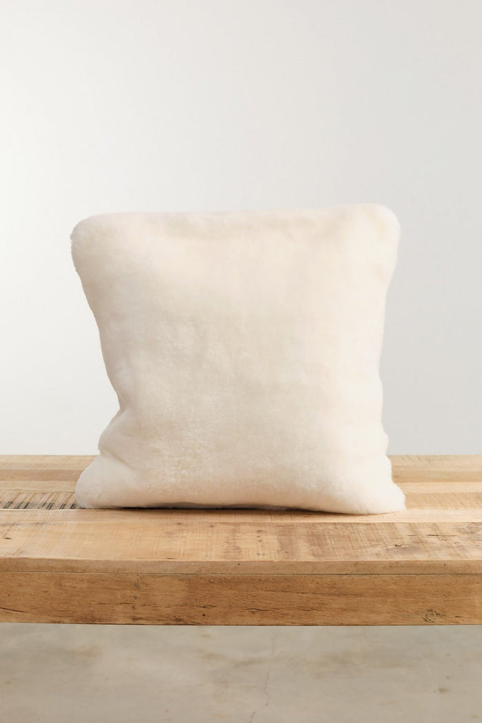 Farmhouse Pottery Home Pillows Sheepskin Pillow Ivory / 17" L X 17" W