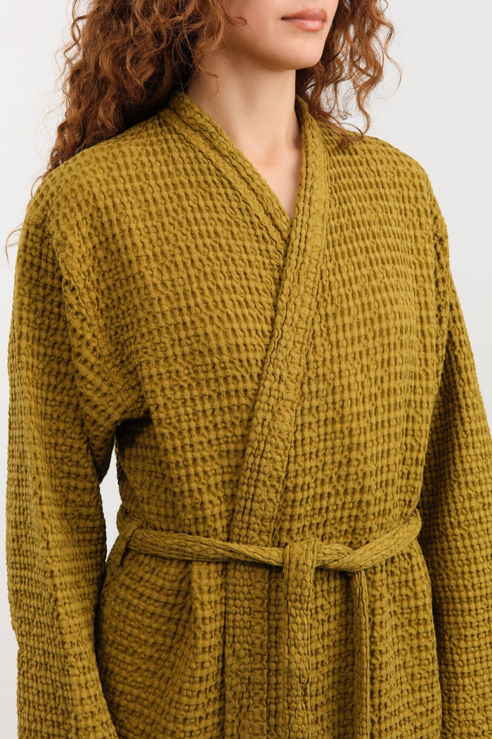 Hawkins New York Apparel Womens Lounge Simple Waffle Bathrobe in Bronze