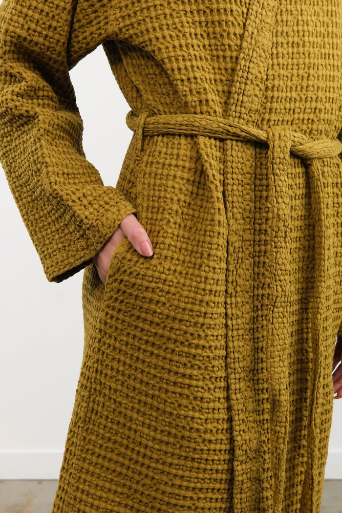 Hawkins New York Apparel Womens Lounge Simple Waffle Bathrobe in Bronze