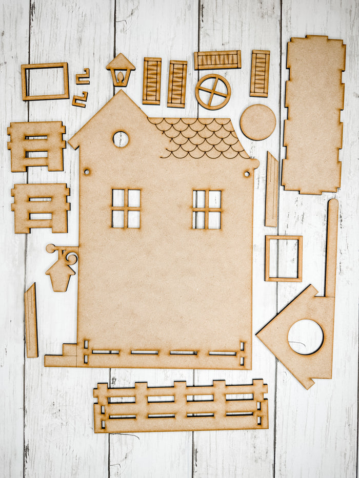 Tall House Box Base for Interchangeable inserts DIY Craft Kit