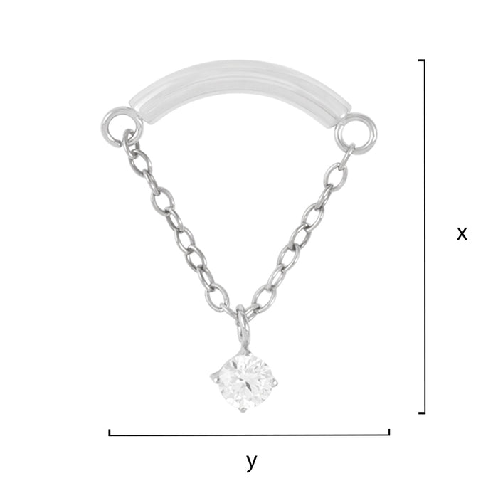 Titanium Floating Gem Threadless End - Clear CZ (18g/16g)