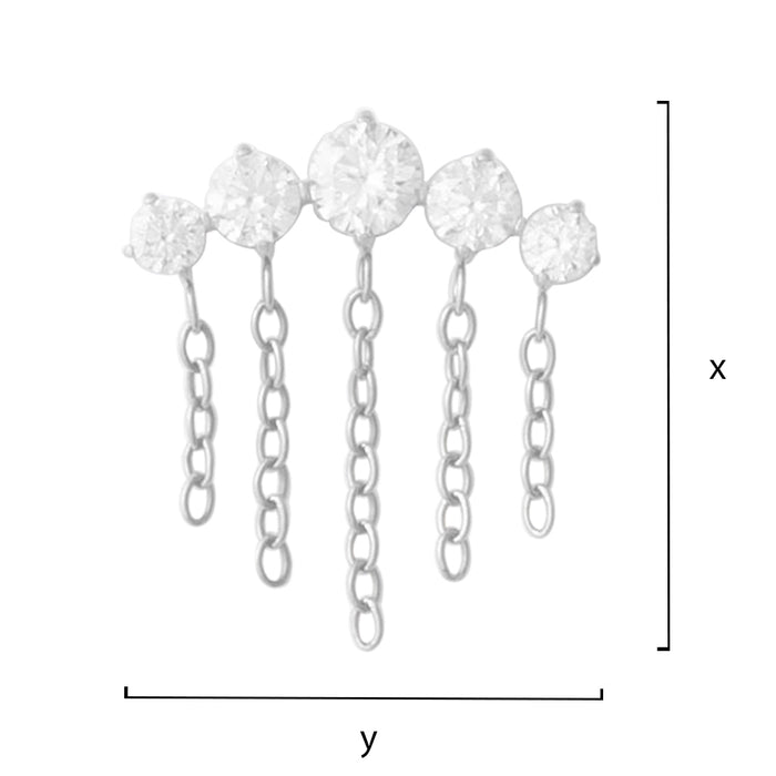 Titanium Four Rounds Straight Chain Threadless End - Clear CZ (18g/16g)