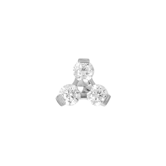 Titanium Triple Threadless End - Clear CZ (18g/16g)