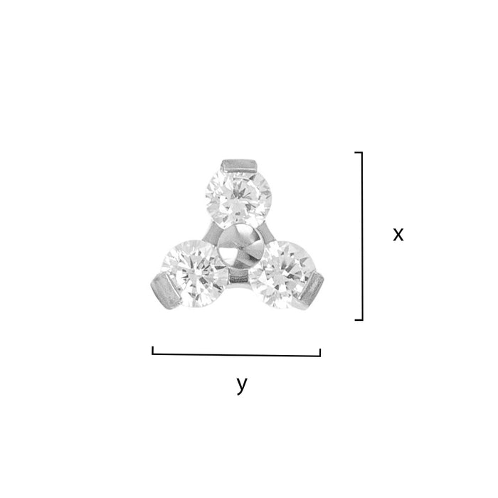 Titanium Triple Threadless End - Clear CZ (18g/16g)