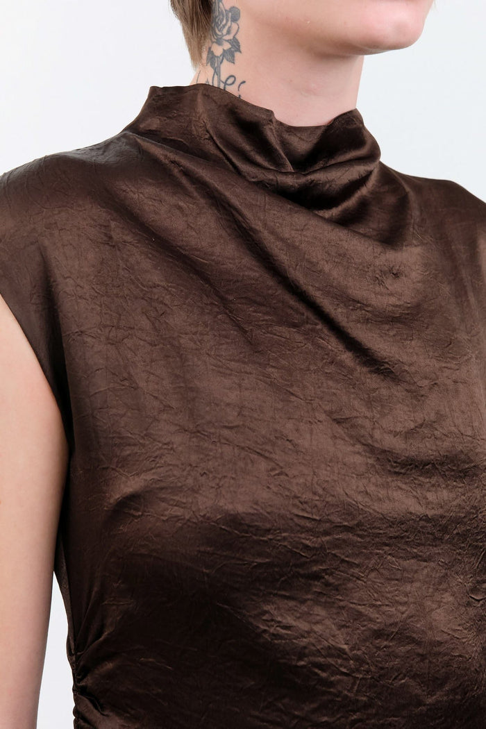 Atelier Delphine Apparel Womens Dresses Twisted Dress in Espresso