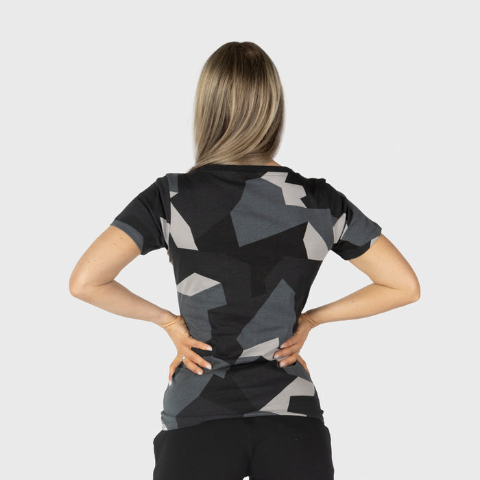 Women's Premium Tee, Shieldmaiden, M90 Grey Camo - Grimfrost