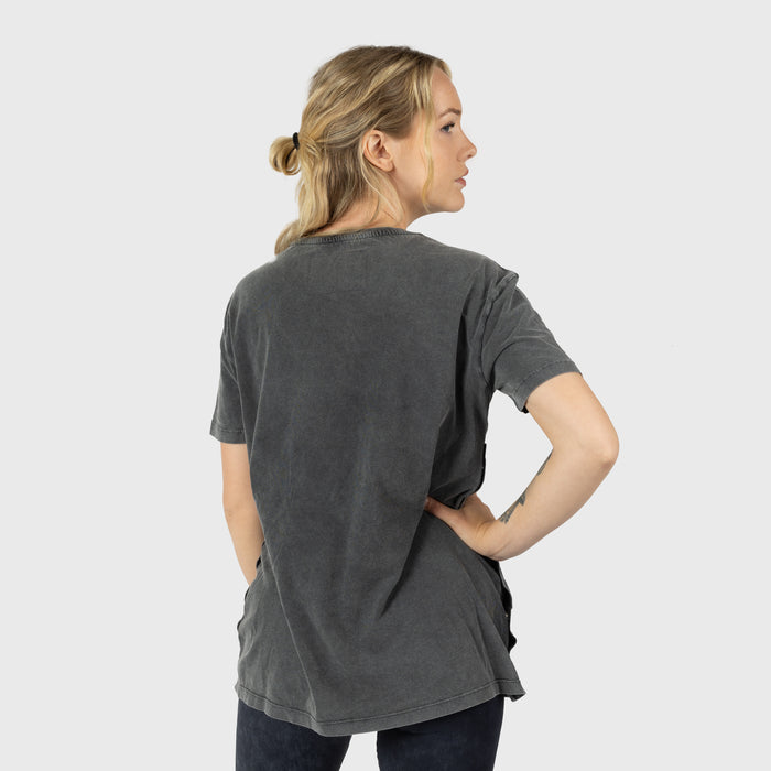 Women's Side Snap Tee, Shieldmaiden, Washed Grey - Grimfrost